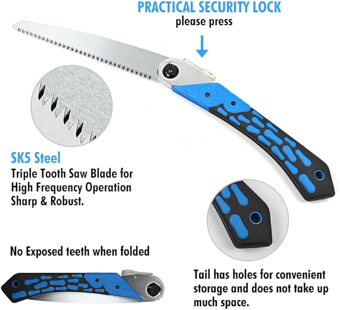 Toolux 8.27 Inch Folding Saw, SK-5 Steel Pocket Hand Saws for Wood, Hunting and Camping, Pruning Saw for Cutting Branches and Tree Limbs on Backpacking & Bushcraft Trips, With Carry Case