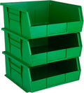 Hudson Exchange 11" x 11" x 5" (3 Pack) Plastic Stackable Storage Bin and Hanging Container, Green
