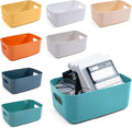 OWill 7-Pack 7.2 L Plastic Storage B-ins and Baskets for Efficient Home Classroom Organization - Small Containers in Multiple Colors for Kitchen, Cupboard Box, Bathroom Organizer on Shelves and Tubs