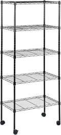 Simple Deluxe 5-Tier Storage Shelves, 21" W x 12" D x 54" H Adjustable Heavy Duty Wire Metal Shelving Unit, Black