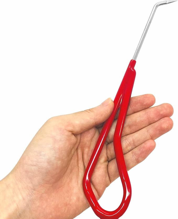 KAKURI Bonsai Root Hook, 8.6" Professional Bonsai Root Pick Tool, Japanese Stainless Steel, Red, Made in JAPAN