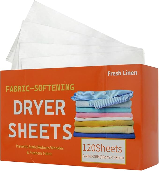 Fabric Softener Sheets, Delicate Fabric Care, 1 Box (120pcs), Laundry Softening Sheet, Static Reducing Sheets, Long Lasting Fragrance, For Dryer Apartment Washer Laundry
