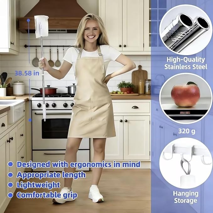 Snap Grip Mini Mop Touch Free Press Grip Removable Polvo Mini Lazy Dust Mop and Sweeping Mop for Wet and Dry Disposable Pads, Multi-Surface Floor Cleaning (5 Sheets Included)