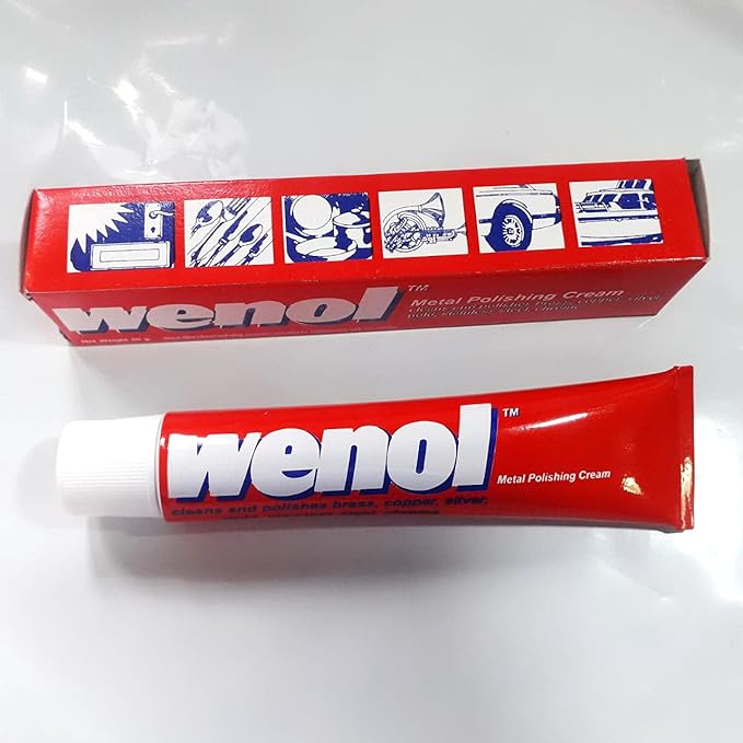 wenol Metal Polish Shiner with Surface Protection 50 g. 1.76 oz (pack of 6). Get Free !! Microfiber cloth.