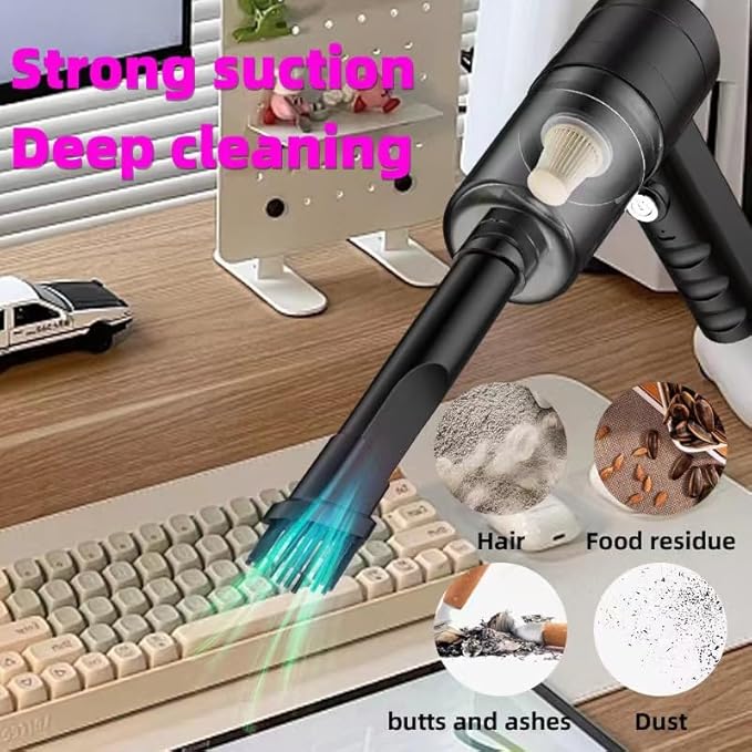 Mini Vacuum Cleaner for,2 in 1 Keyboard Vacuum Cleaner Wireless Handheld,Car Vacuum with Brushless Motor High Power 120W Rechargeable Easy to Clean Car Interior (Black)