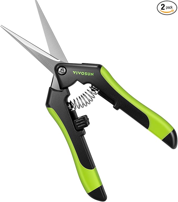 VIVOSUN Gardening Scissors, 6.5 Inch Hand Pruner Pruning Shear with Straight Stainless Steel Blades Black and Green 2-Pack