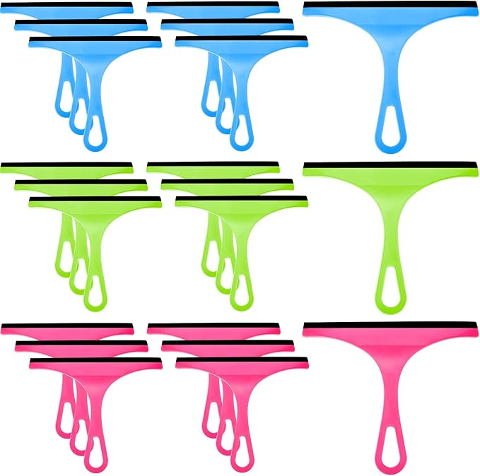 Yinder 21 Pcs Small Squeegee for Shower Glass Door 8.7" Silicone Shower Glass Window Cleaner Bathroom Squeegee for Car Windshield Window Mirror Art Class Group Craft(Candy Color)