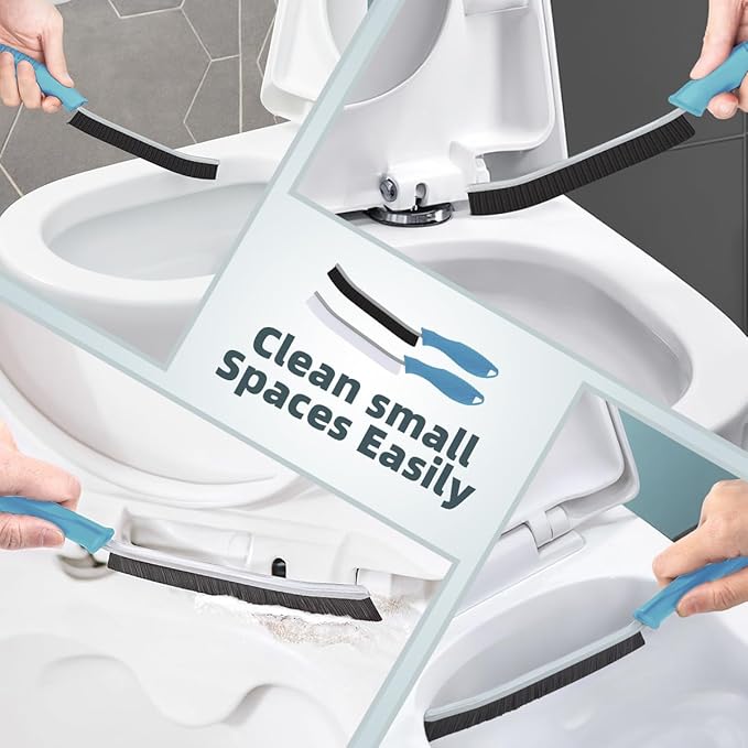 Toilet Brush, 2 Pcs Bathroom Cleaning Brush, Toilet Scrubber, Deep Toilet Bowl Brush with Hanging Hole, Multifunctional Gap Cleaning Brush, Bristles for Kitchen Sinks, Tub,Shower (2, Light Blue)