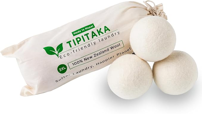 Laundry Wool Dryer Balls | Natural Fabric Softener – Reusable, Eco-Friendly, Reduces Drying Time – Wool Balls Replaces Dryer Sheets - 3 XL Pack - Laundry Balls for Dryer (3 Pack)