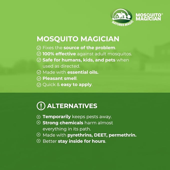 Mosquito Magician Natural Bug Spray for Body – Kid Safe Mosquito Repellent Spray with Natural Essential Oils, Kills, Repels, & Prevent Travel Size Bug Spray for Kids & Family – Cedarwood, 4 OZ