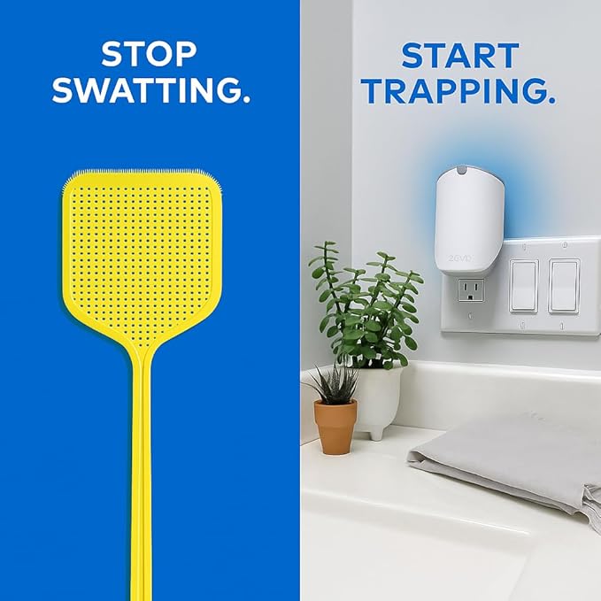 Indoor Flying Insect Trap, Plug-in Bug Catcher with UV Light, 2 Devices and 2 Cartridges