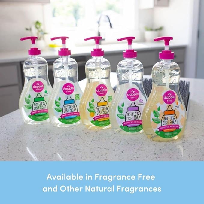 Dapple Bottle and Dish Soap Baby, Fresh Citrus, 16.9 Fl Oz (Pack of 1) - Plant Based Dish Liquid for Dishes & Baby Bottles - Hypoallergenic Soap, Liquid Soap