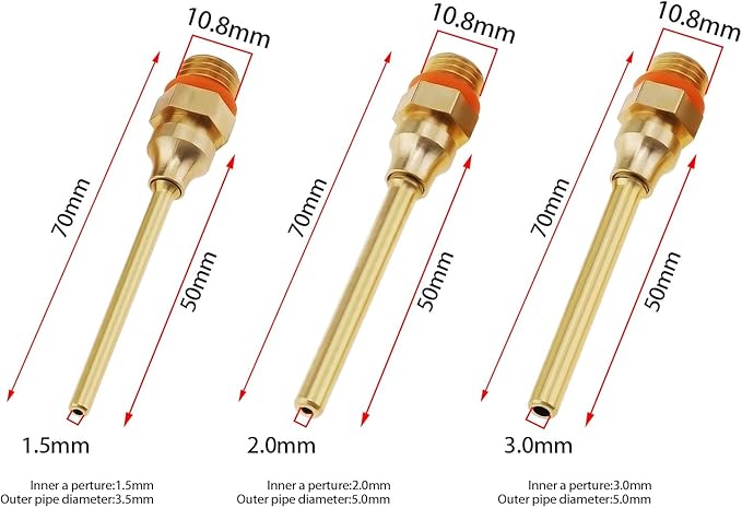 3Pcs Hot Glue Gun Nozzles 3 Size 70 mm Copper Glue Gun Nozzle with Wrench Assortment Kit for Home Repairs DIY Craft Projects Brass