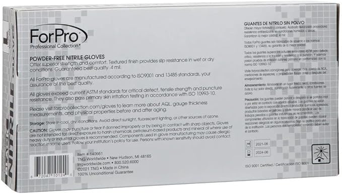 ForPro Disposable Nitrile Gloves, Chemical Resistant, Powder-Free, Latex-Free, Non-Sterile, Food Safe, 4 Mil