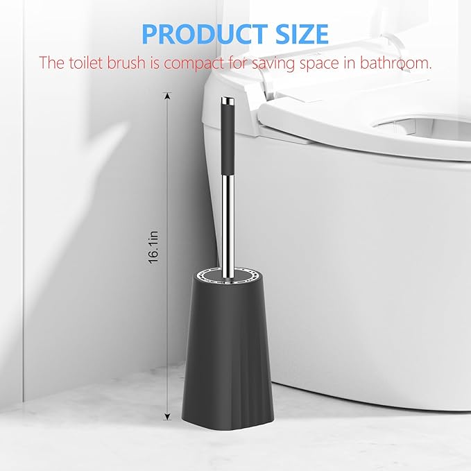 SetSail Toilet Brush, Compact Size Toilet Bowl Brush and Holder Toilet Brushes for Bathroom with Stainless Steel Handle Toilet Cleaner Brush with Durable Scrubbing Bristles, 4 Packs