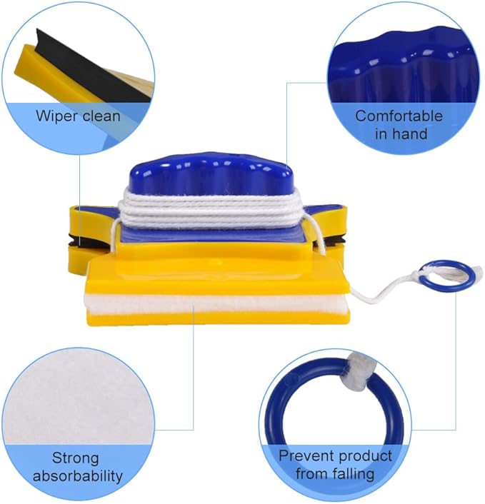 Shape Double‑Side Magnetic Glass Cleaner Wiper with 2 Cotton for Window