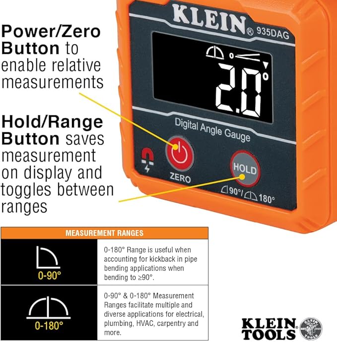 Klein Tools 80035 Level, Digital Electronic Level and Angle Gauge Tool Kit with Plumbers Straps, Measures Angles, Magnetic Base, 2-Piece