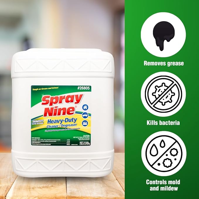Spray Nine 26805 Heavy Duty Cleaner, Degreaser & Disinfectant for Home, Yard Equipment, Automotive & More - Refill for Spray Bottle 5 Gallon Pail (Pack of 1)