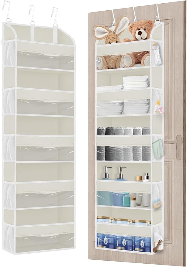 TAHAVICE 2 Pack Over The Door Storage Organizer with 5 Pockets 10 Mesh Pockets, 44 lbs Weight Capacity Door Hanging Organizers and Storage for Bedroom,Bathroom,Nursery,Kidroom,Babyroom