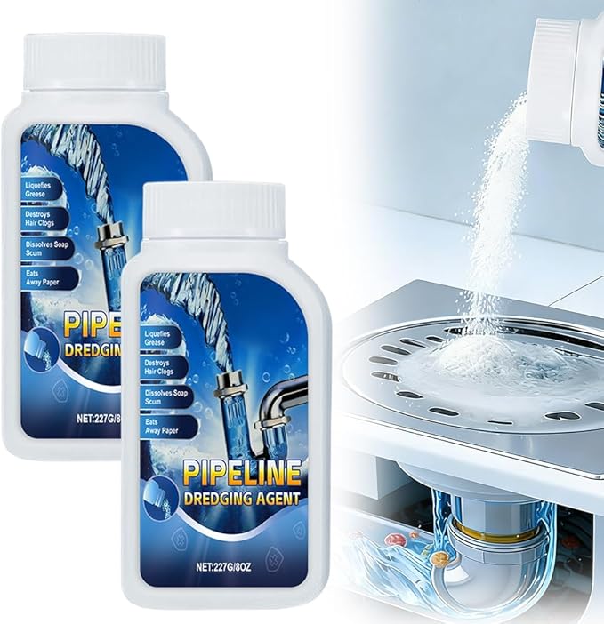 Strong Drain Cleaner for Kitchen, 2026 New Pipeline Dredging Agent, Fast Acting Drain Clog Remover for Home, Powerful Grease Dissolver for Bathroom, Pipe Cleaning Solution for Homeowner (2pcs)