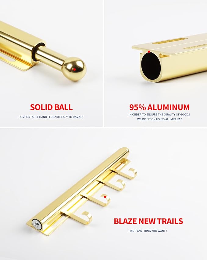BaiNong 12 inch Valet Rod for Closet Pull Out Closet Valet Rod Slide Out Gold Valet Rods for Closets Telescopic Closet Rod