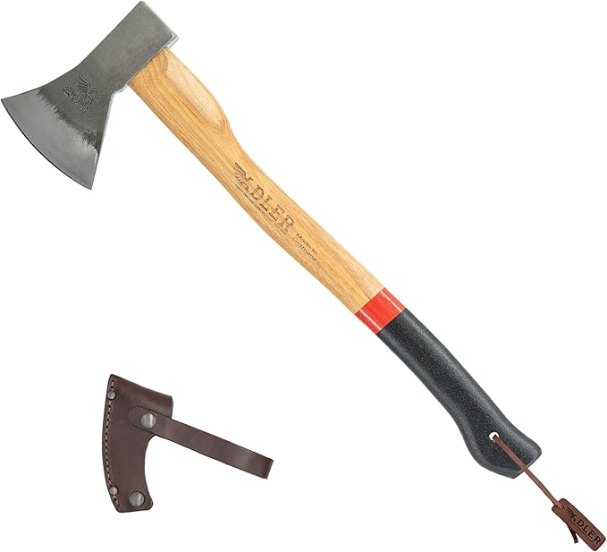 Adler Canoe Axe - German Made with a 19.5 inch Handle Coated in Anti-Slip Black Grip Paint - 1.35 Pound Head Weight