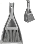 Dust Pan Broom Brush Dustpan -Mini Broom and Dustpan Combo Set, Handheld Sweeper Cleaning for Tables, Keyboards, Guinea Pig Cage, and Cat Litter, etc. (Grey)