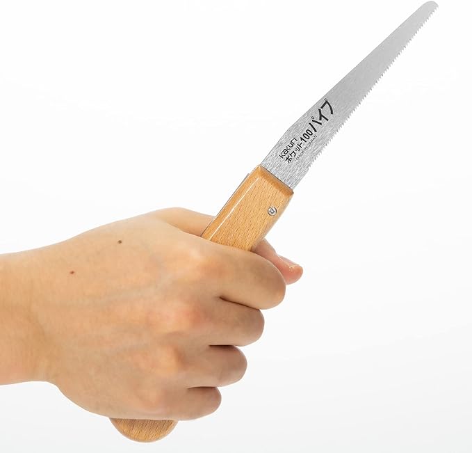 KAKURI Pipe Saw Folding 4" for PVC Cutting, Japanese Pull Razor Sharp Steel Blade, Mini Pocket Plastic Cutting Hand Pipe Cutter Tool, Foldable Wood Handle, Made in Japan