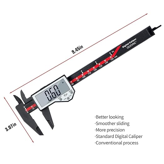 Digital Caliper, 0-6" Electronic Caliper Auto - Off Feature with Large LCD Screen Vernier Caliper Conversion Measuring Tool for Length Depth Inner Outer Diameter Measuring
