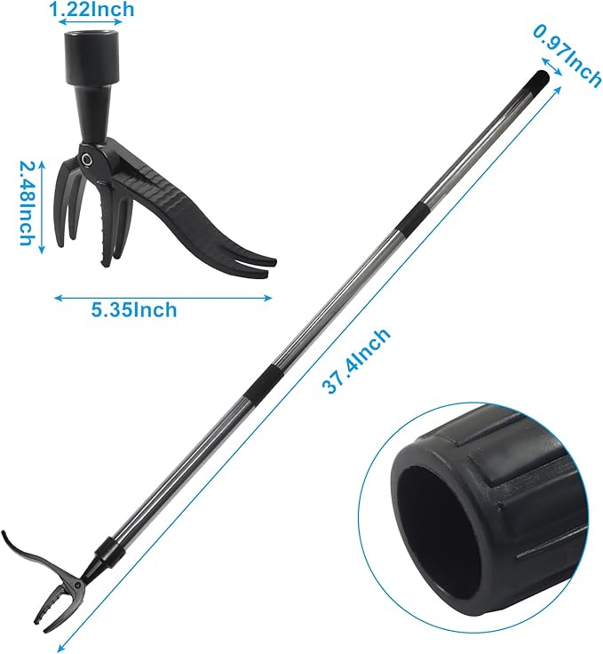 1Pcs Weed Puller, Stand up Weeder Weeding Tool, with Black Claw & Long Silver Metal Handle, 46" Weed Remove Tool for Lawn, Yard & Garden, No Bending or Kneeling Required
