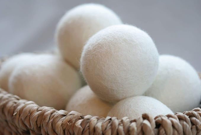 100% New Zealand Wool Dryer Balls L Size – 6 Pack, Organic & Chemical-Free Fabric Softener, Baby Safe & Hypoallergenic, Reduces Static, Wrinkles & Drying Time, Reusable for 1000+ Loads