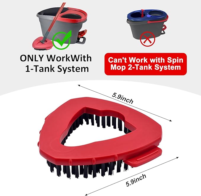 Scrub Brush Mop Replace Head for O cedar EasyWring 1-Tank Spin Mop System Ocedar Mop Scrub Brush Head Hard Bristle Scrub Brush Floor Clean to Bathroom, Kitchen, Tub and Tile, NOT Fit RinseClean 2-Tank