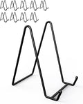 Lzerking 10 Packs Display Stands for Plate, 6 Inches Black Plate Stands for Display, Metal Plate Holder Picture Stand for Picture, Decorative Plate, Book, Photo