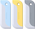 3 Pack Small Squeegees, Mini Squeegee for Windows, Mirrors, Bathroom Glass Shower Mirrors and Counter, Kitchen Countertops and Sink. Dish Scraper for Cleaning Up Dish Residue.(Blue&Yellow&Grey)