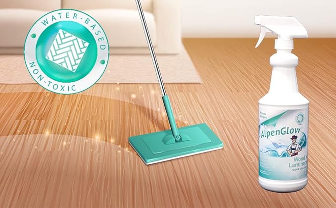 AlpenGlow Hypoallergenic Wood & Laminate Floor Cleaner, Ready To Use Spray, 1 Quart (3-Pack)
