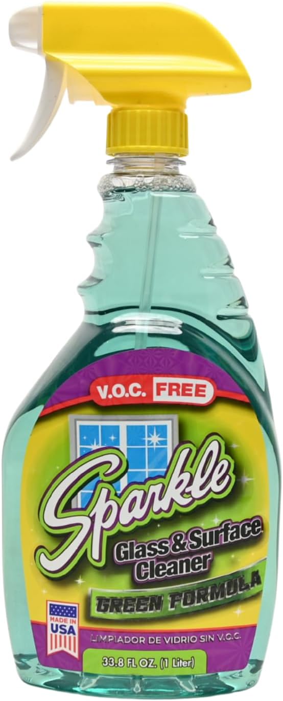 Sparkle Green Formula Glass Cleaner, 33.8 Oz Bottle