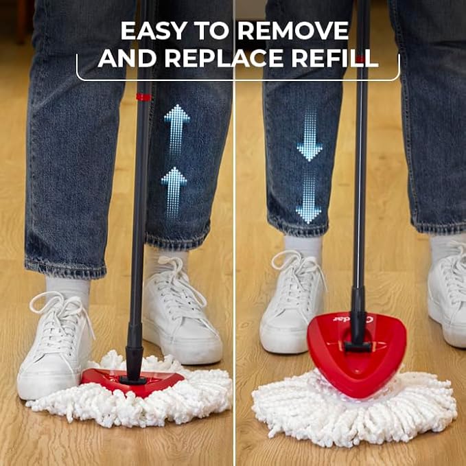 O-Cedar Easywring Microfiber Spin Mop & Bucket Floor Cleaning System + 3 Extra Refills (4 Refills Included)