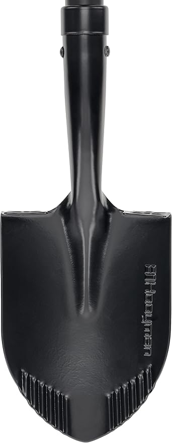 Hooyman Mini Digging Shovel with Heavy Duty Carbon Steel Construction, Ergonomic No-Slip H-Grip Handles, D Handle, and Serrated Blades for Gardening, Land Management, Yardwork, Farming, and Outdoors