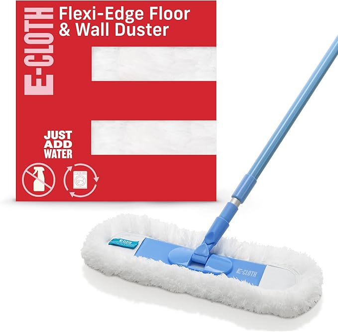 E-Cloth Flexi-Edge Floor & Wall Duster, Reusable Dusting Mop for Floor Cleaning, Floor Cleaner Ideal for Harword, Tile, Laminate and Other Hard Surfaces, 100 Wash Guarantee, 1 Pack