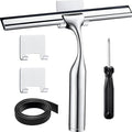 10" Squeegee for Shower Glass Door LASSHSWA All-Purpose Shower Squeegee for Glass Doors Bathroom Cleaner Tool Car Window Mirror Tile Wall Windshield Household with 2 Hooks and 2 Rubber Strips