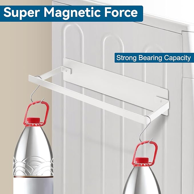 Magnetic Hanger Organizer, Strong Magnetic Hanger Holder for Laundry Room Washer, Capacity Upgrade Hangers Storage Stacker Holds up to 40 Metal Hangers White 1Pack