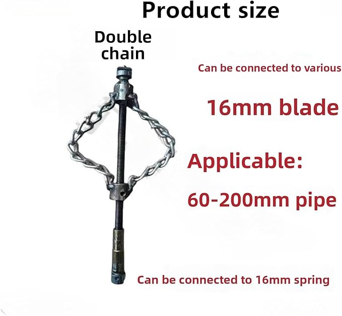 Flex-Shaft Sewer Descaling Chain - Drain Clog Remover Tool for 16mm Pipes, Drill-Powered PVC Pipe Maintenance, Spring Drain Opener for Sinks, Toilets, Boilers
