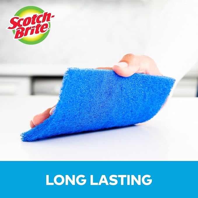 Scotch-Brite Zero Scratch Scouring Pad, Effective + Gentle Dish Scrubber for Household Cleaning, 2 Scrub Pads for Dishes, Nonstick Pots and Pans, Glass, Tubs, Showers, Reusable & Durable