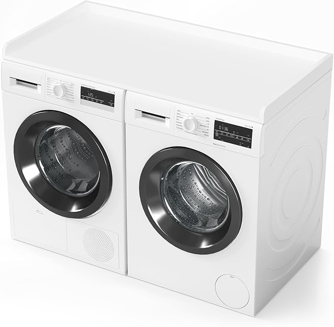 SpaceAid Washer Dryer Countertop, Laundry Wood Shelf Topper with Edge, 54" Width x 27.5" Depth Cover Guard Organizer for Washer and Dryer Laundry Hamper Counter Storage Organization (White)