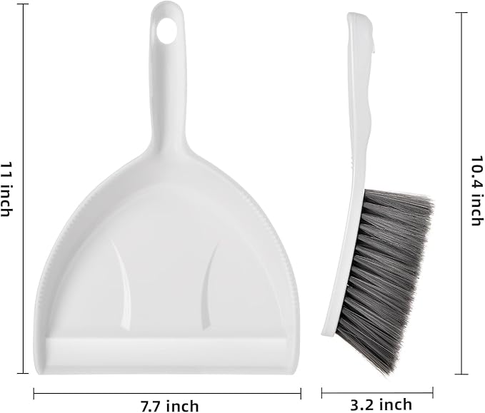 Small Hand Broom and Dustpan Set, Mini Dustpan and Brush Set, Handheld Dust Pan, White
