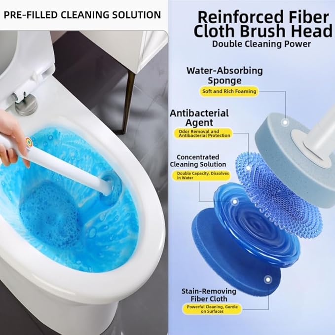 30 Ct Toilet Bowl Wand Refills - Disposable Scrub Pads 5X Cleaning Power Disinfecting Replacement Heads Compatible with Most Toilet Wand Systems Multi-Surface Bathroom Cleaner for Toilet Sink Bathtub