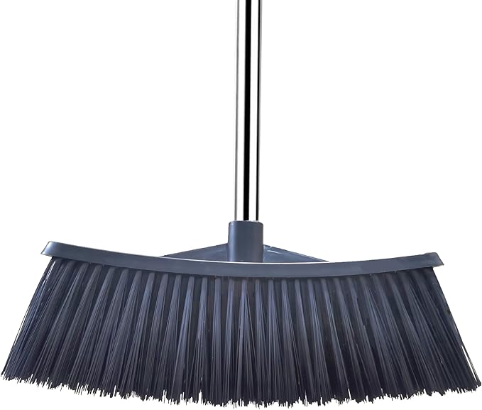 Heavy-Duty Outdoor Broom with 62-Inch Stainless Steel Handle - 14.2-Inch Wide Plastic Broom Head for Garage, Yard, Sidewalk - No Bend Sweeping, Durable & Lightweight