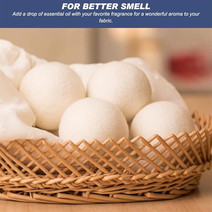 Wool Laundry Ball Pack of 6 Tumble Dryer Wool Ball Fabric Softener Alternative Reusable Wool Laundry Balls Nature’S Fabric Softeners for Fluffs Clothes