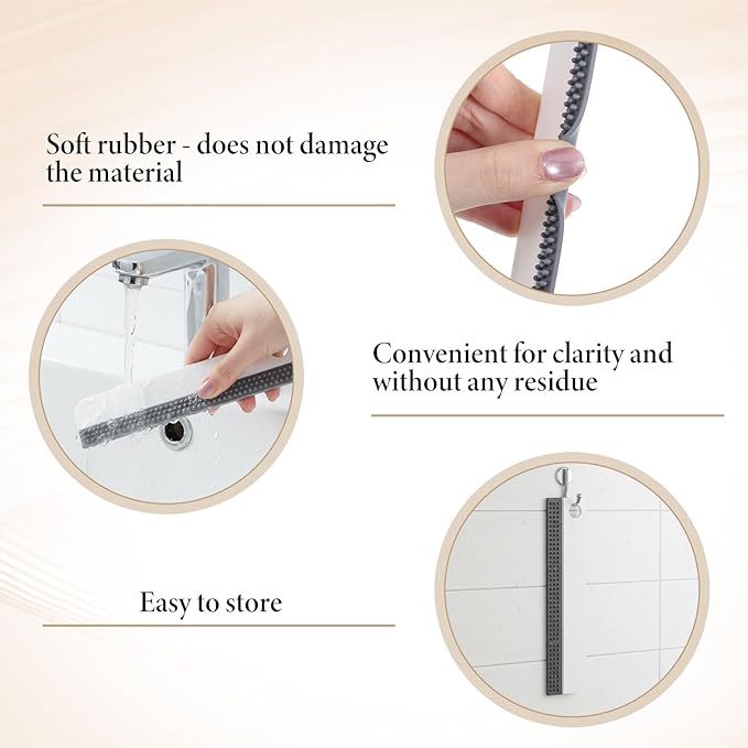 Small Rubber Squeegee 2 Pcs All-Purpose Mini Soft Rubber Window Squeegee Small Squeegees Window Scrubber Scraper for Kitchens Bathroom Shower Mirrors Car Windshield （Gray, Blue）
