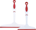 Superio Rubber Squeegee, 2 Pack, Streak Free All Purpose Window Squeegee, Comfort Grip Handle and Hanging Hook (Red, 6 Inch- 10 Inch Set)